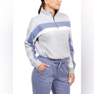 WILD SKY CROPPED DRAWSTRING HALF ZIP SWEATER
